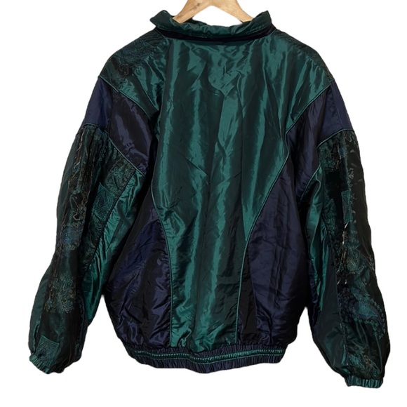 Vintage OutBrook Woman Green Blue Front Floral Mesh Track Set - Picture 3 of 5